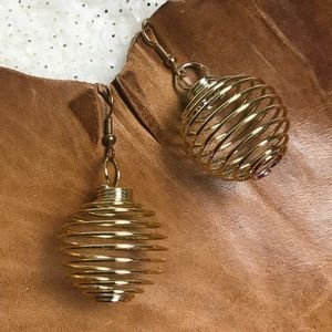 Gold Spiral Ball Earrings
